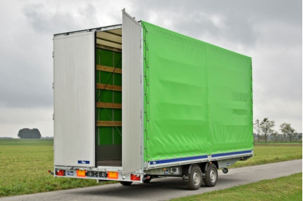 Blyss c3562b usi spate aluminiu - remorca transport 3500 kg  in 2 axe cu sarcina utila de 2100 kg
 si dimensiuni utile de 620x245x300cm