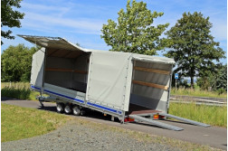 Blyss LIFTER 3500 OBLOANE PRELATA 3-AXE platforma auto  franata 3500 kg  in 3 axe cu sarcina utila de 2100 kg si dimensiuni utile de 600x220x200cm