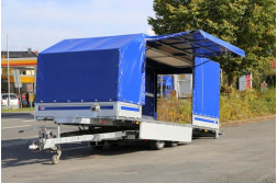 Blyss LIFTER 3500 OBLOANE PRELATA platforma auto  franata 3500 kg  in 2 axe cu sarcina utila de 2100 kg si dimensiuni utile de 600x220x200cm